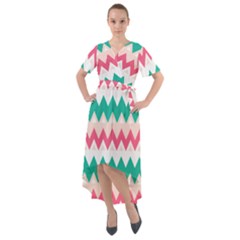 Zigzag Pattern Front Wrap High Low Dress