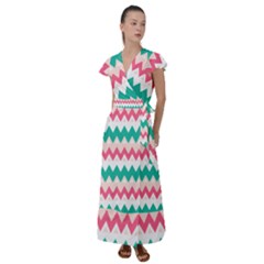 Zigzag Pattern Flutter Sleeve Maxi Dress by Jancukart