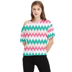 Zigzag Pattern One Shoulder Cut Out Tee by Jancukart