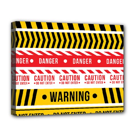 Yellow Black Warning Line Deluxe Canvas 20  X 16  (stretched)