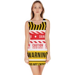 Yellow Black Warning Line Bodycon Dress