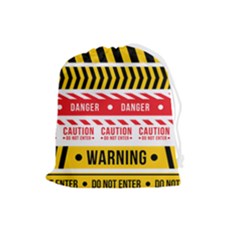 Yellow Black Warning Line Drawstring Pouch (large)