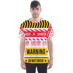 Yellow Black Warning Line Men s Sport Mesh Tee