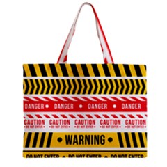 Yellow Black Warning Line Zipper Mini Tote Bag