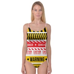 Yellow Black Warning Line Camisole Leotard  by Jancukart