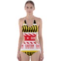 Yellow Black Warning Line Cut-Out One Piece Swimsuit View1