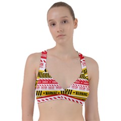 Yellow Black Warning Line Sweetheart Sports Bra by Jancukart