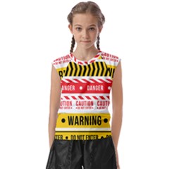 Yellow Black Warning Line Kids  Raglan Cap Sleeve Tee by Jancukart