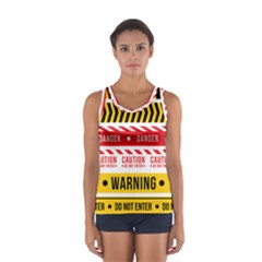 Yellow Black Warning Line Sport Tank Top  by Jancukart