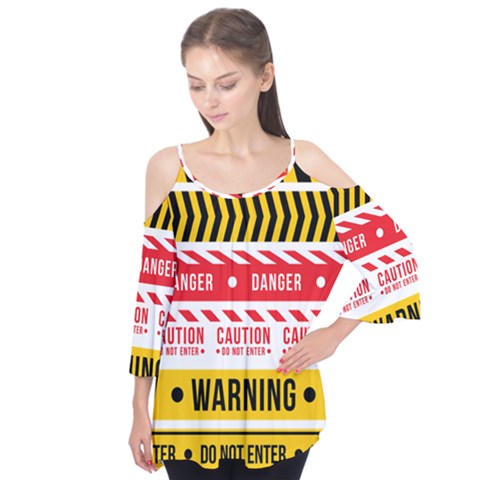 Yellow Black Warning Line Flutter Tees by Jancukart