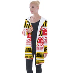 Yellow Black Warning Line Longline Hooded Cardigan by Jancukart