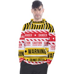 Yellow Black Warning Line Men s Pullover Hoodie by Jancukart