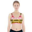 Yellow Black Warning Line Sports Bra With Pocket View1