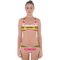 Yellow Black Warning Line Cross Back Hipster Bikini Set by Jancukart