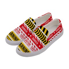 Yellow Black Warning Line Women s Canvas Slip Ons