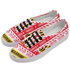 Yellow Black Warning Line Women s Classic Low Top Sneakers