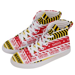 Yellow Black Warning Line Men s Hi-top Skate Sneakers