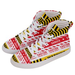 Yellow Black Warning Line Women s Hi-top Skate Sneakers