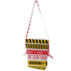 Yellow Black Warning Line Folding Shoulder Bag