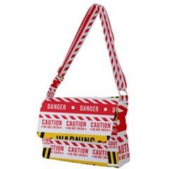 Yellow Black Warning Line Full Print Messenger Bag (s)