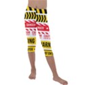 Yellow Black Warning Line Kids  Lightweight Velour Capri Leggings  View1