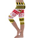 Yellow Black Warning Line Kids  Lightweight Velour Capri Leggings  View2