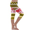 Yellow Black Warning Line Kids  Lightweight Velour Capri Leggings  View3