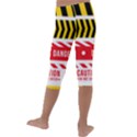 Yellow Black Warning Line Kids  Lightweight Velour Capri Leggings  View4