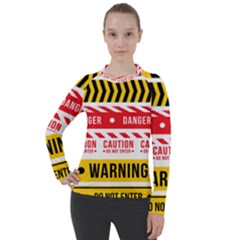 Yellow Black Warning Line Women s Pique Long Sleeve Tee