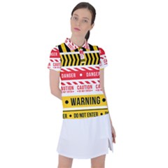 Yellow Black Warning Line Women s Polo Tee