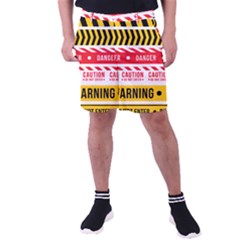 Yellow Black Warning Line Men s Pocket Shorts