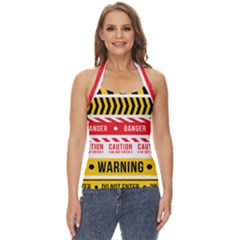 Yellow Black Warning Line Basic Halter Top