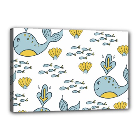 Cartoon Whale Seamless Background Pattern Canvas 18  X 12  (stretched)