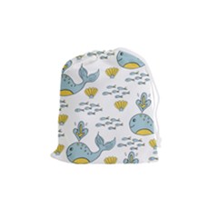 Cartoon Whale Seamless Background Pattern Drawstring Pouch (medium) by Jancukart