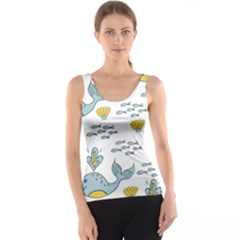 Cartoon Whale Seamless Background Pattern Tank Top