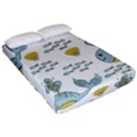 Cartoon Whale Seamless Background Pattern Fitted Sheet (California King Size) View2