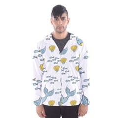 Cartoon Whale Seamless Background Pattern Men s Hooded Windbreaker