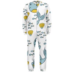 Cartoon Whale Seamless Background Pattern Onepiece Jumpsuit (men) by Jancukart