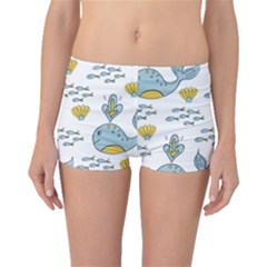 Cartoon Whale Seamless Background Pattern Boyleg Bikini Bottoms