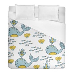 Cartoon Whale Seamless Background Pattern Duvet Cover (full/ Double Size)