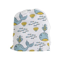 Cartoon Whale Seamless Background Pattern Drawstring Pouch (xl) by Jancukart