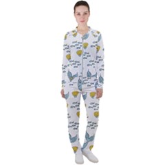 Cartoon Whale Seamless Background Pattern Casual Jacket And Pants Set