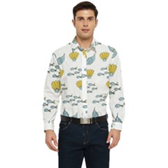 Cartoon Whale Seamless Background Pattern Men s Long Sleeve  Shirt by Jancukart