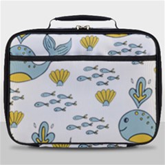 Cartoon Whale Seamless Background Pattern Full Print Lunch Bag