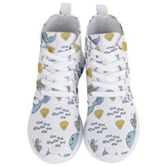 Cartoon Whale Seamless Background Pattern Women s Lightweight High Top Sneakers