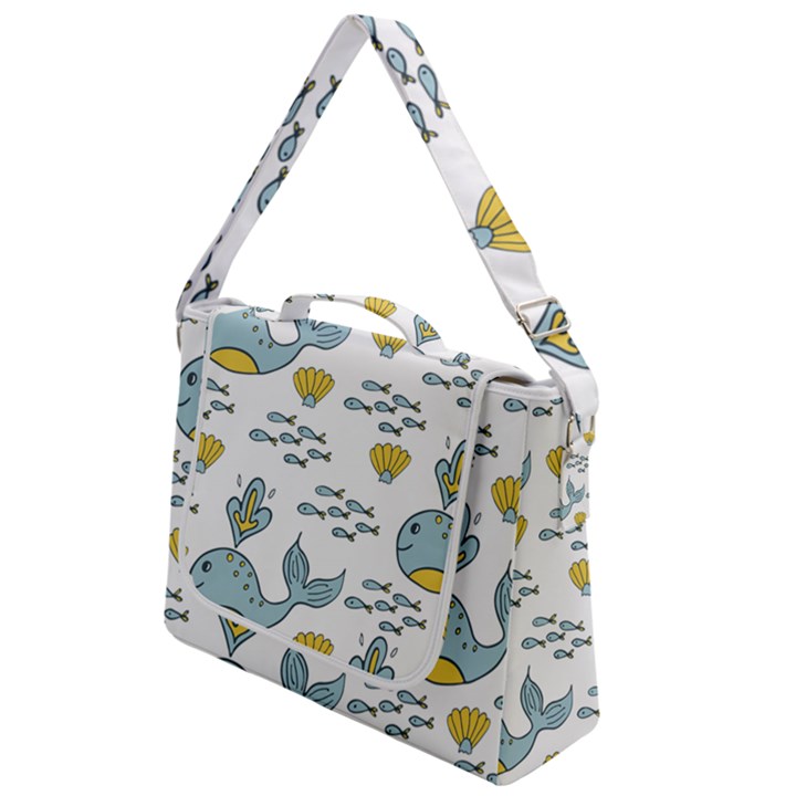 Cartoon Whale Seamless Background Pattern Box Up Messenger Bag