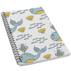 Cartoon Whale Seamless Background Pattern 5 5  X 8 5  Notebook