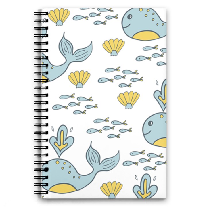 Cartoon Whale Seamless Background Pattern 5.5  x 8.5  Notebook