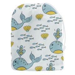 Cartoon Whale Seamless Background Pattern Drawstring Pouch (3xl) by Jancukart