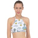 Cartoon Whale Seamless Background Pattern Racer Front Bikini Top View1